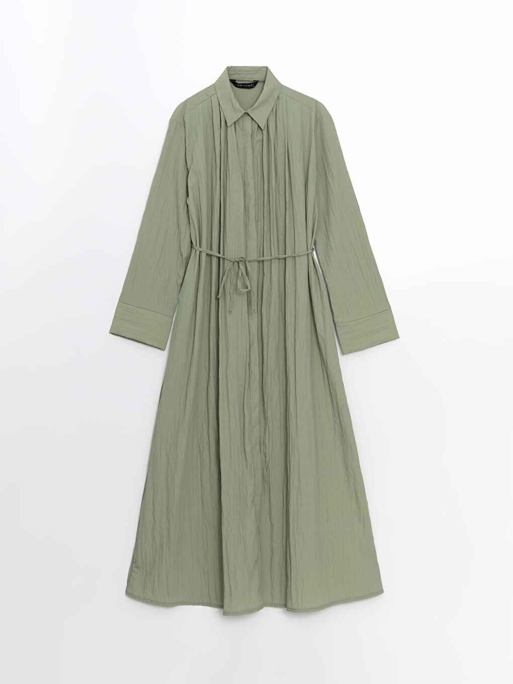 LCW Modest Yeşil Oversize Dokulu Kadın Gömlek Elbise - 4