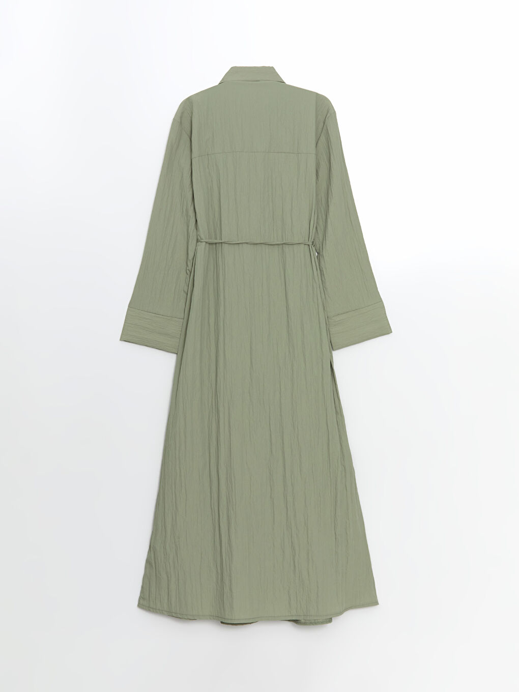 LCW Modest Yeşil Oversize Dokulu Kadın Gömlek Elbise - 5