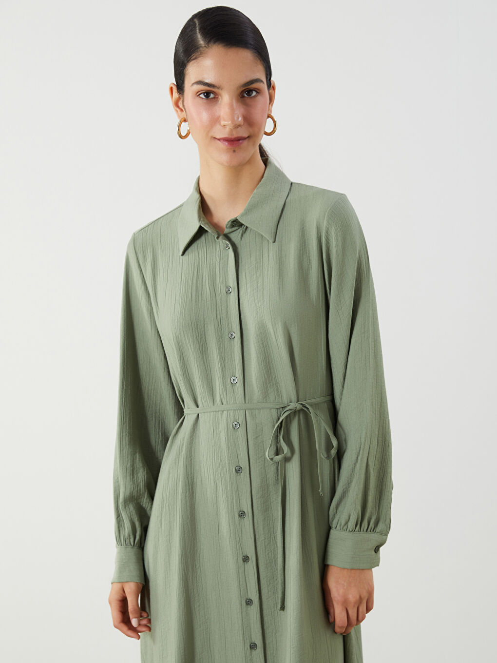 Woman GREEN Shirt Dress -S5LE38Z8-FLL