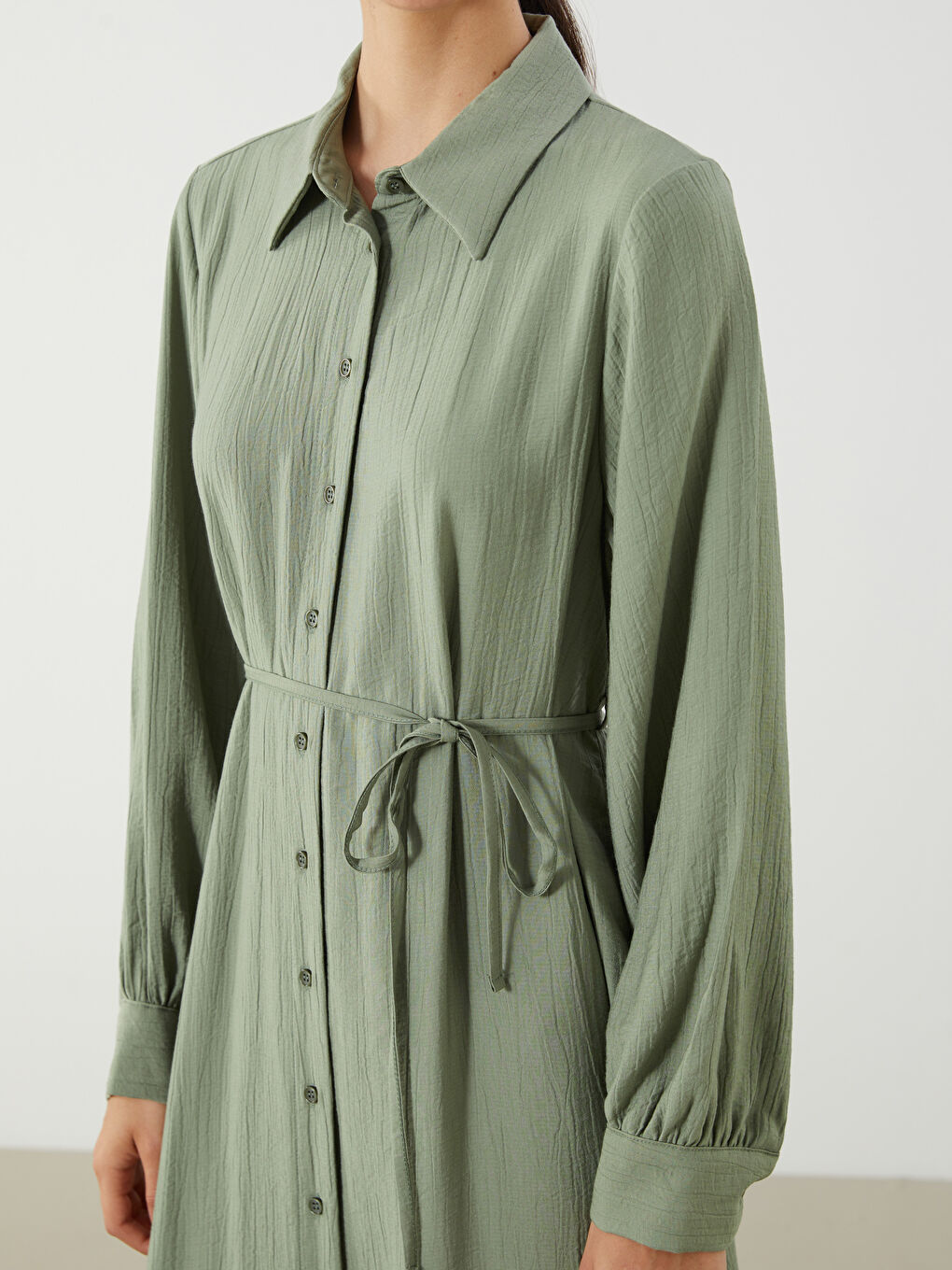 Woman GREEN Shirt Dress -S5LE38Z8-FLL