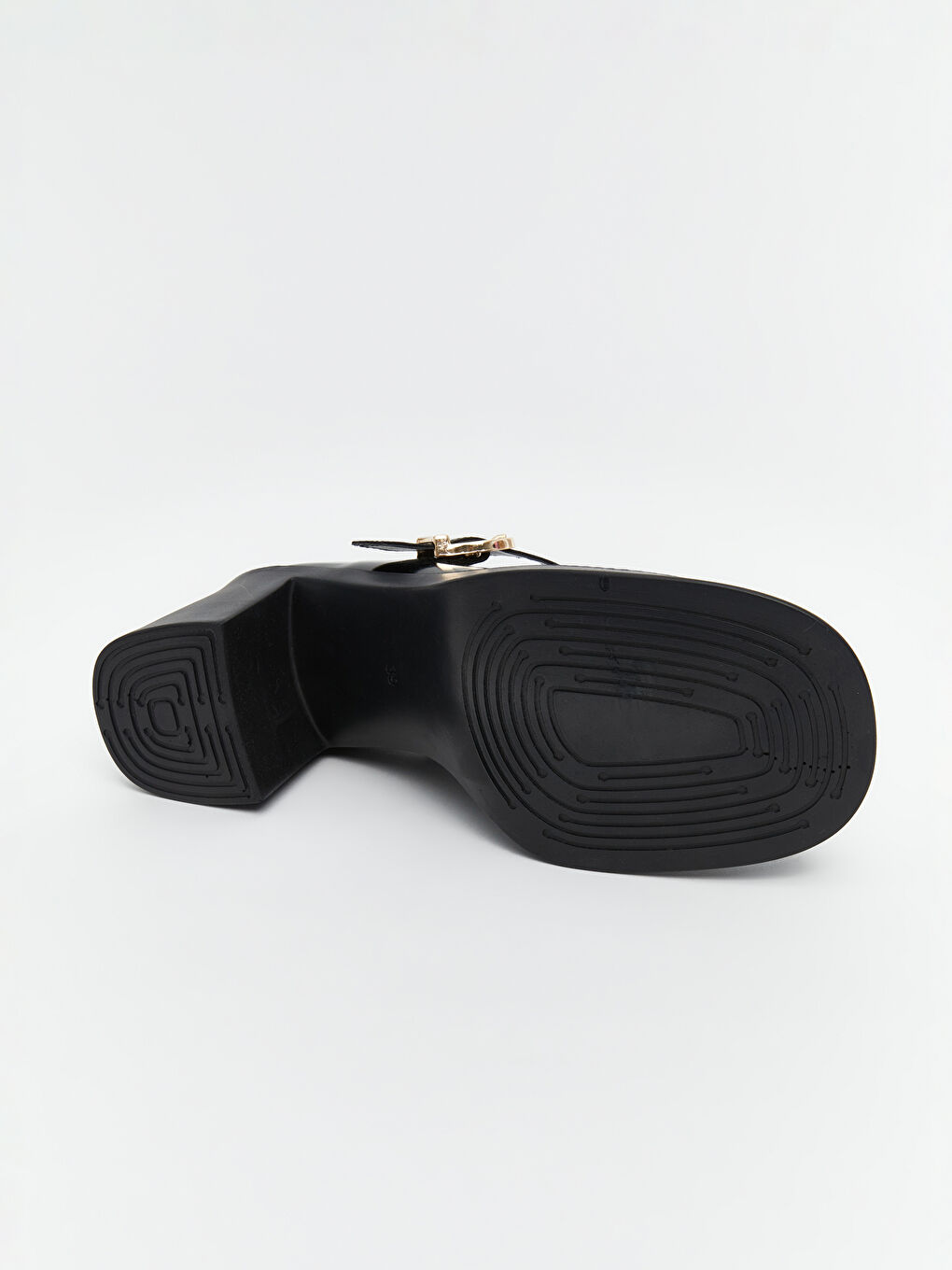 Siyah Deri Görünümlü Kadın Topuklu Ayakkabı-3