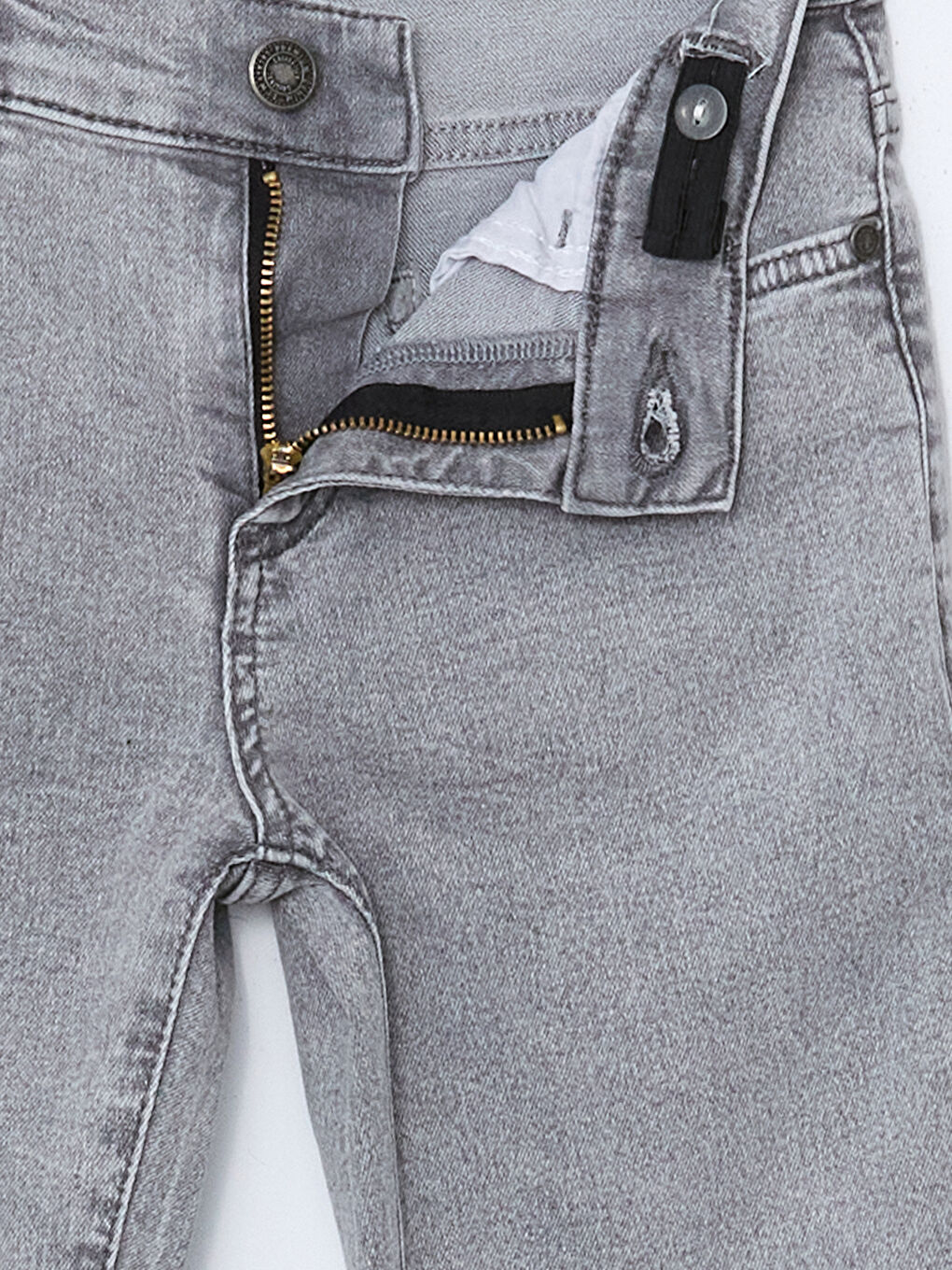 Gri Beli Ayarlanabilir Lastikli Erkek Çocuk Jean Pantolon-2