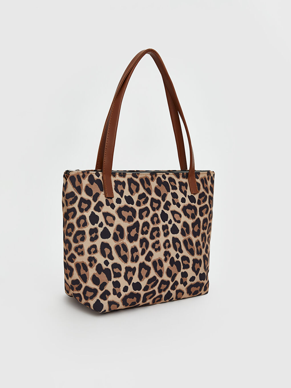 Kahverengi Leopar Desenli Kadın Omuz Çantası-1