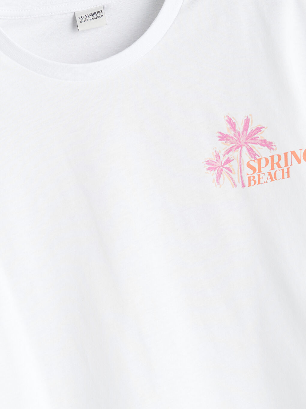 Beyaz Bisiklet Yaka Kız Çocuk Tişört-2