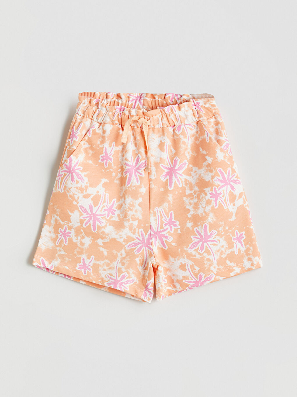 Turuncu Beli Lastikli Kız Çocuk Şort