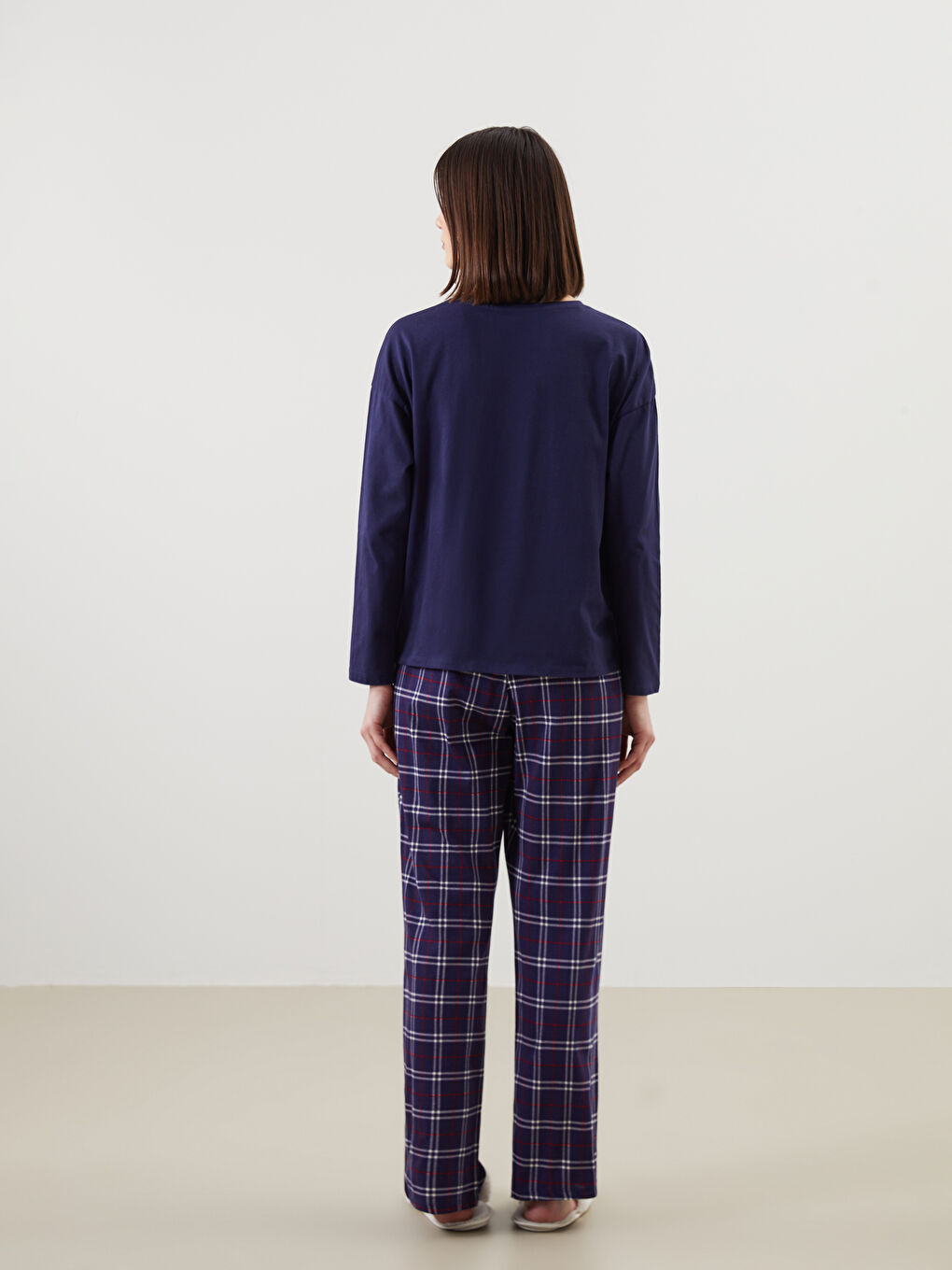 Crew Neck Teddy Printed Women's Pyjama Set -S5LF19Z8-LSJ