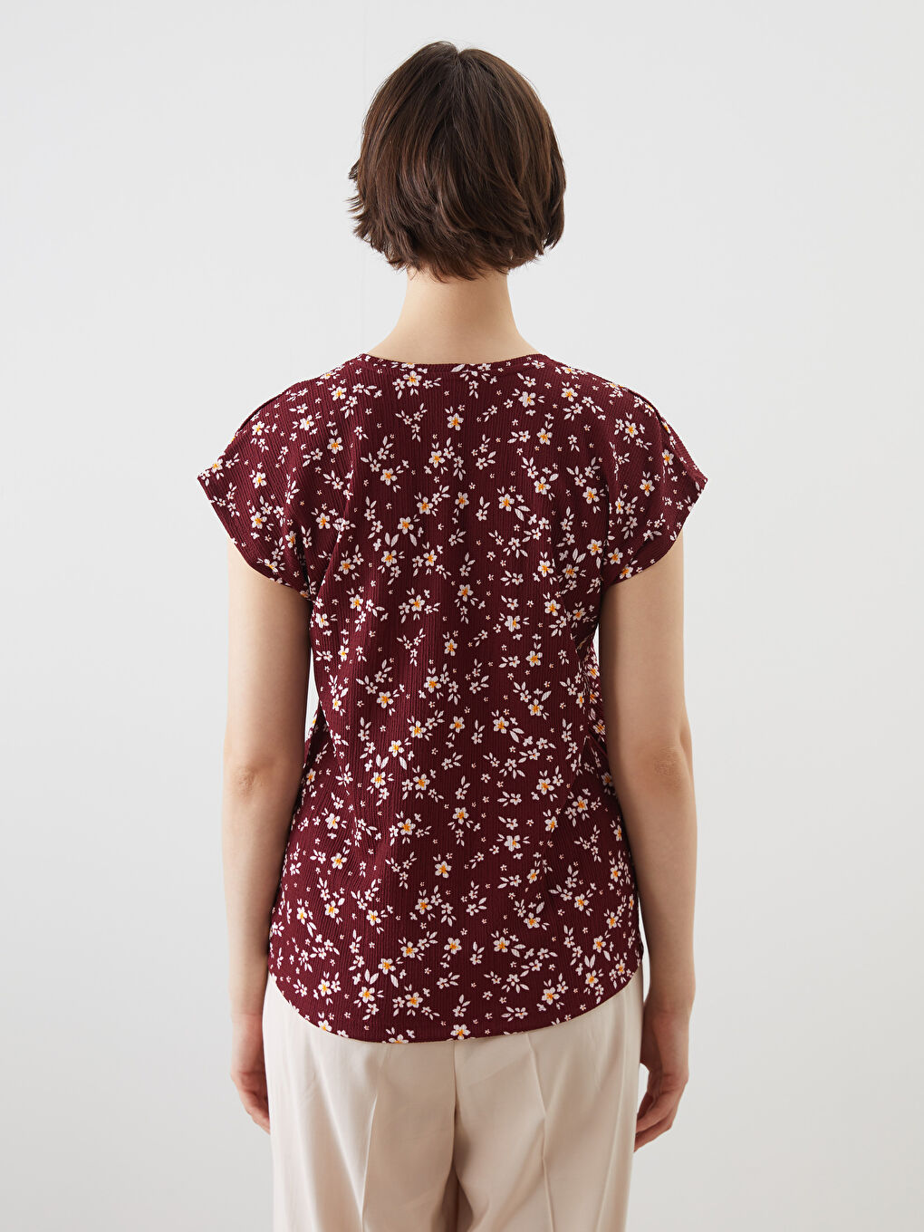 V-Neck Floral Women's T-Shirt -S5LF38Z8-LQV