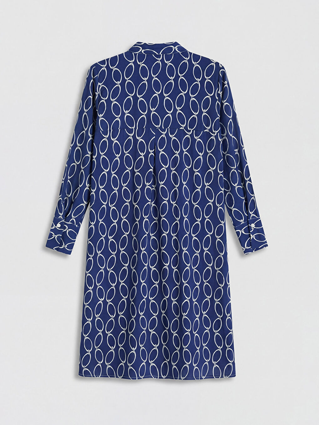 Karışık Desenli Büzgülü Gömlek Elbise-1