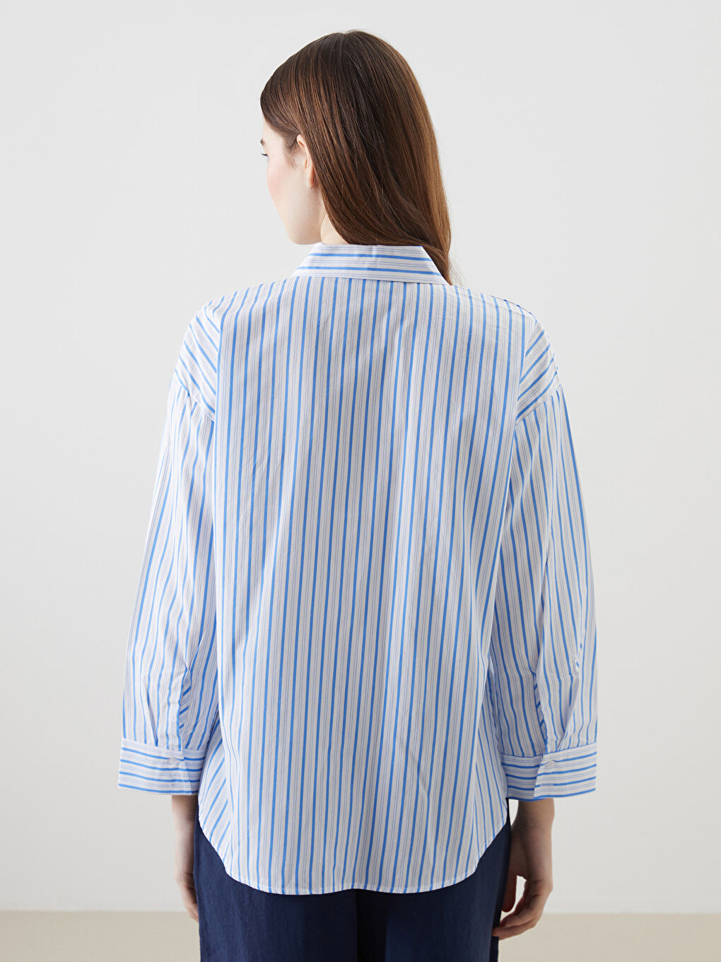 Mavi Taşlı Oversize Kadın Gömlek Tunik-3