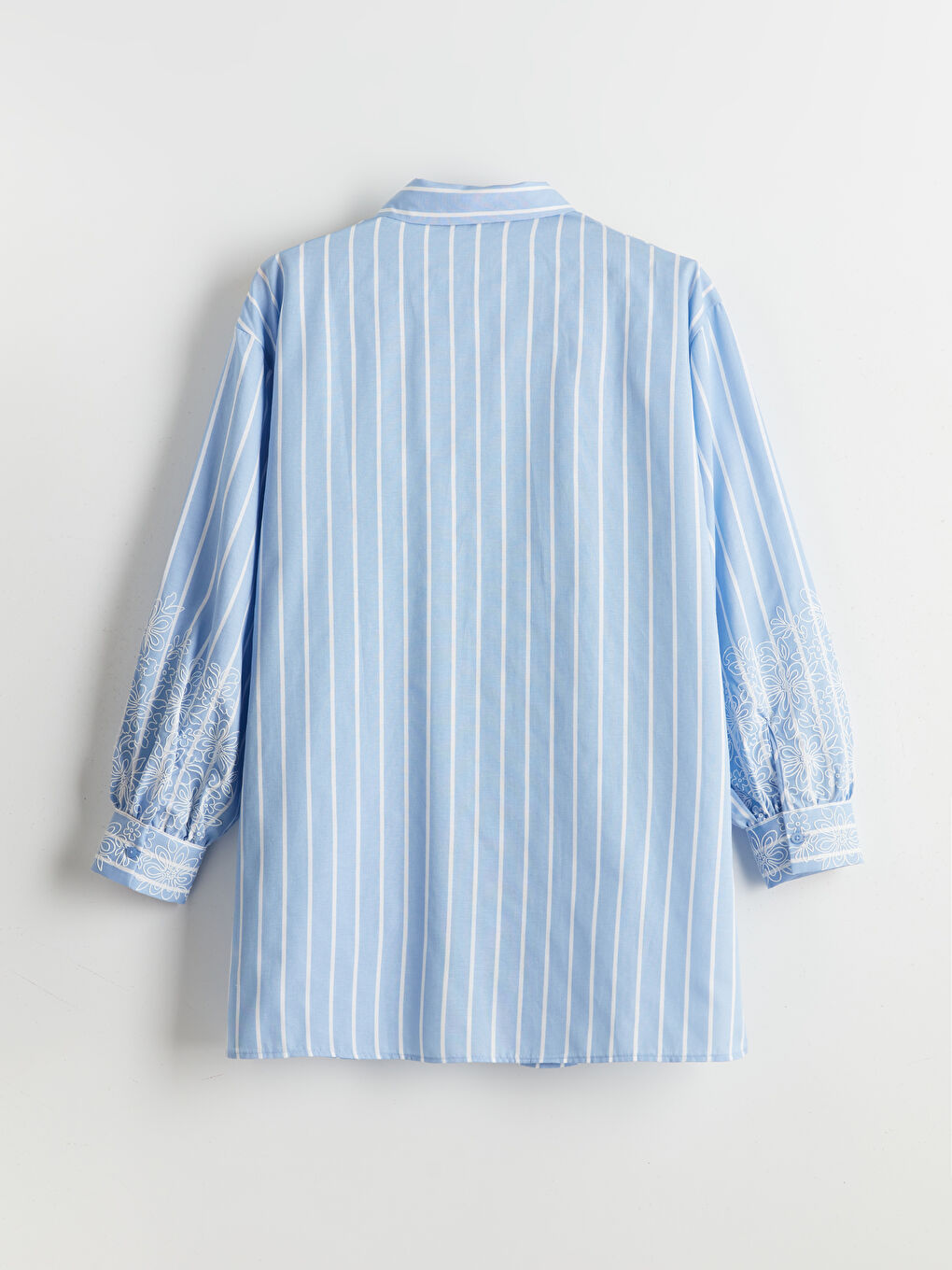 LCW Modest Mavi Çizgili Poplin Kadın Gömlek Tunik - 5