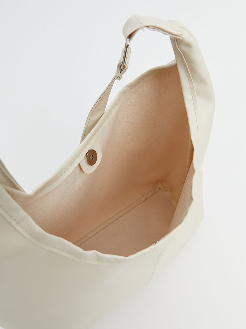 Bej Deri Görünümlü Kadın Omuz Çantası-3