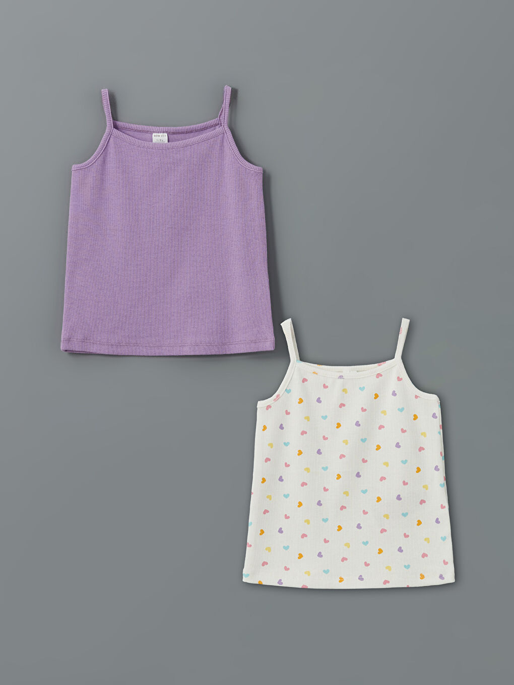 Square Neck Printed Girl's Undershirt, 2-pack -S5LG28Z1-LRA