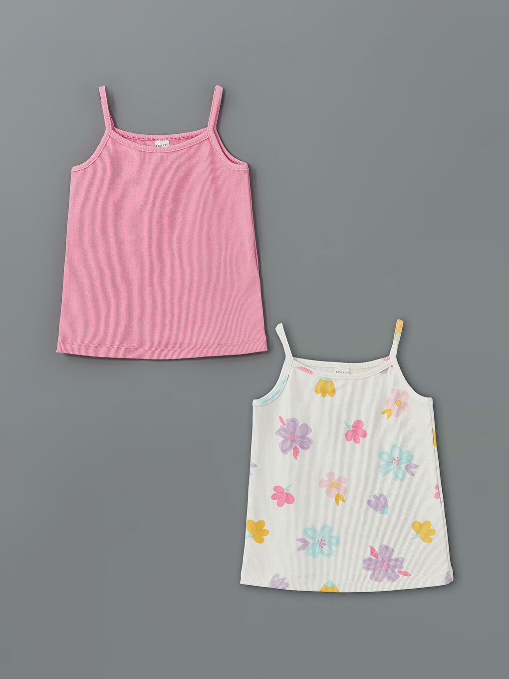 Square Neck Printed Girl's Undershirt, 2-pack -S5LG28Z1-LT4