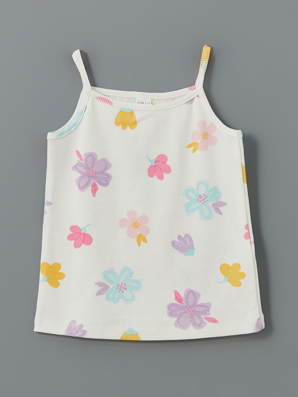 Square Neck Printed Girl's Undershirt, 2-pack -S5LG28Z1-LT4