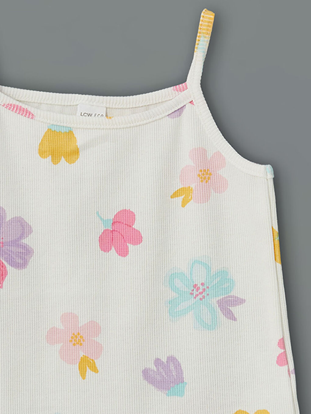Square Neck Printed Girl's Undershirt, 2-pack -S5LG28Z1-LT4