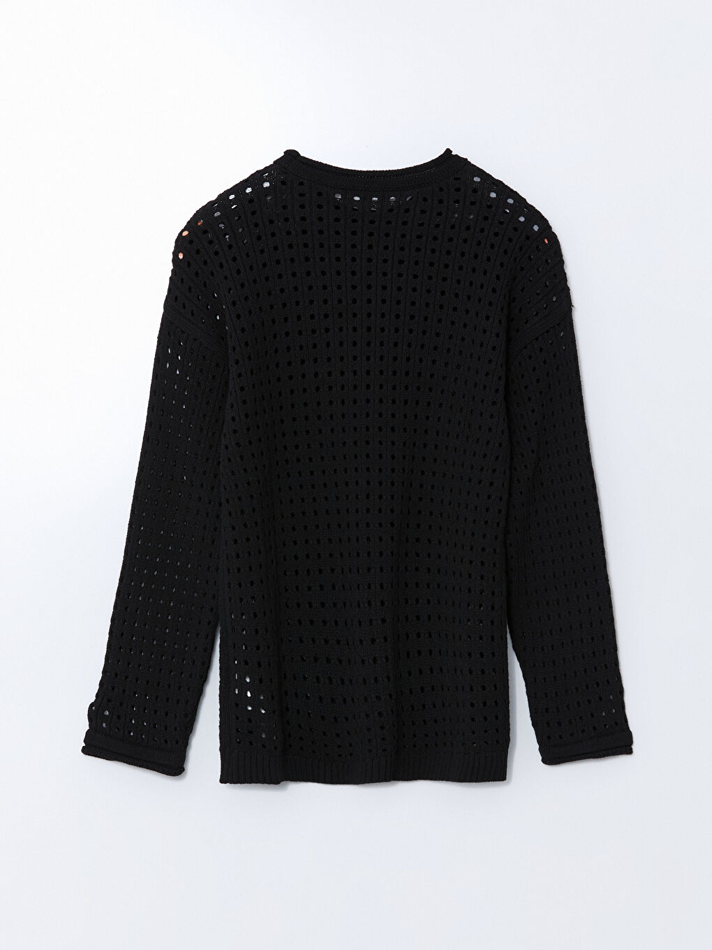 Siyah Bisiklet Yaka Ajurlu Kadın Triko Tunik-5