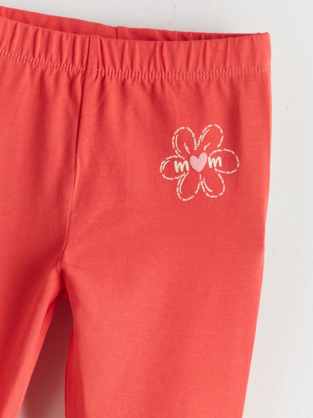 Mercan Beli Lastikli Çiçekli Kız Çocuk Tayt-2