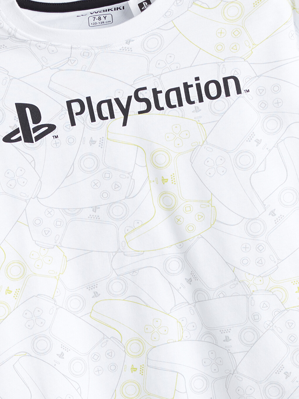 Beyaz Kısa Kollu Playstation Baskılı Erkek Çocuk Pijama Üstü-2
