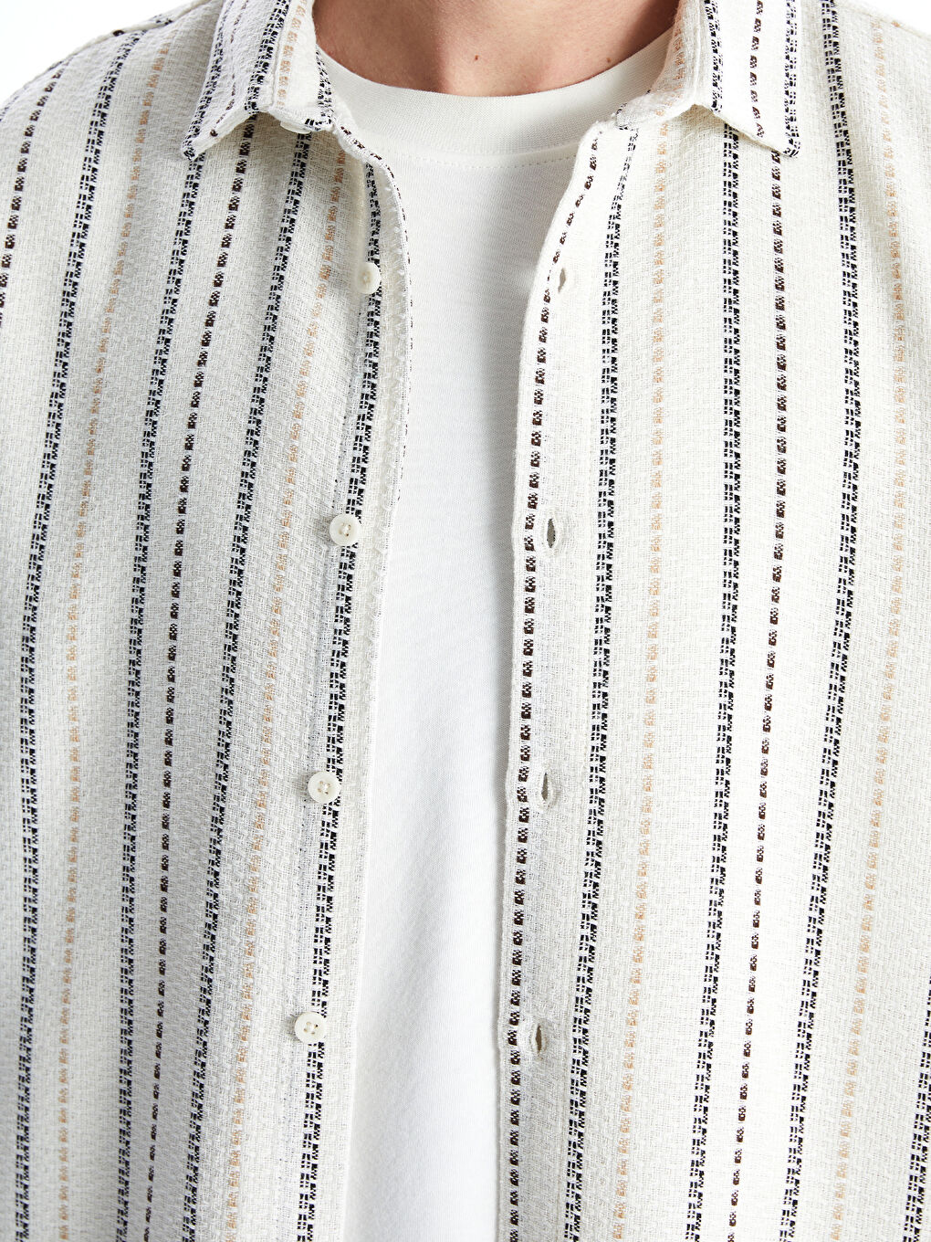 Comfortable Fit Short Sleeve Striped Men's Shirt -S5LG62Z8-LE8