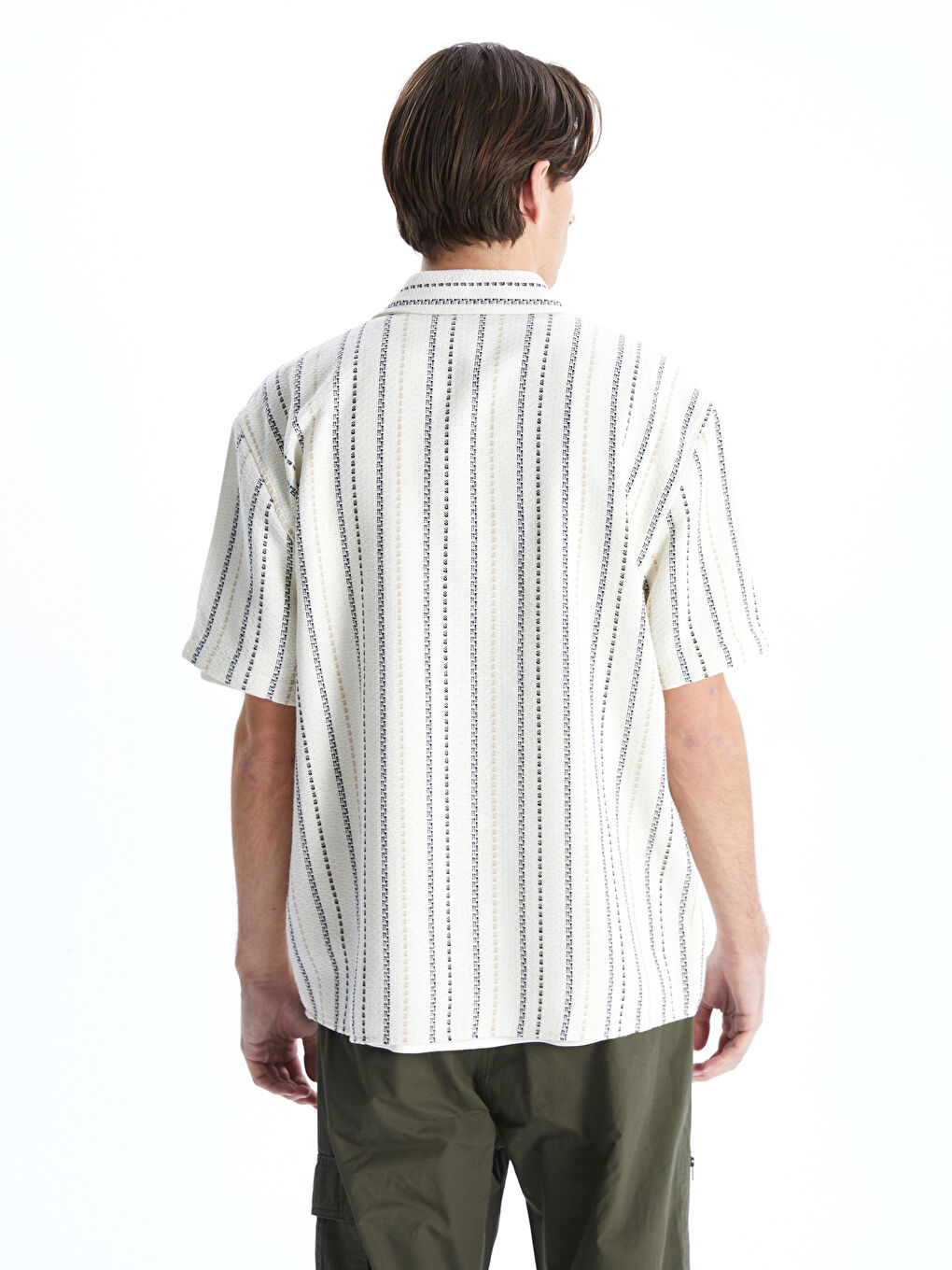 Comfortable Fit Short Sleeve Striped Men's Shirt -S5LG62Z8-LE8