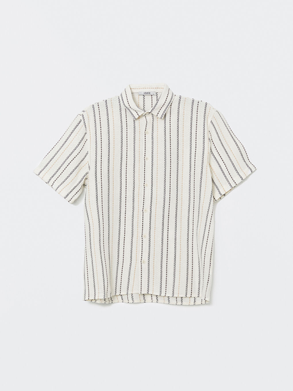 Comfortable Fit Short Sleeve Striped Men's Shirt -S5LG62Z8-LE8