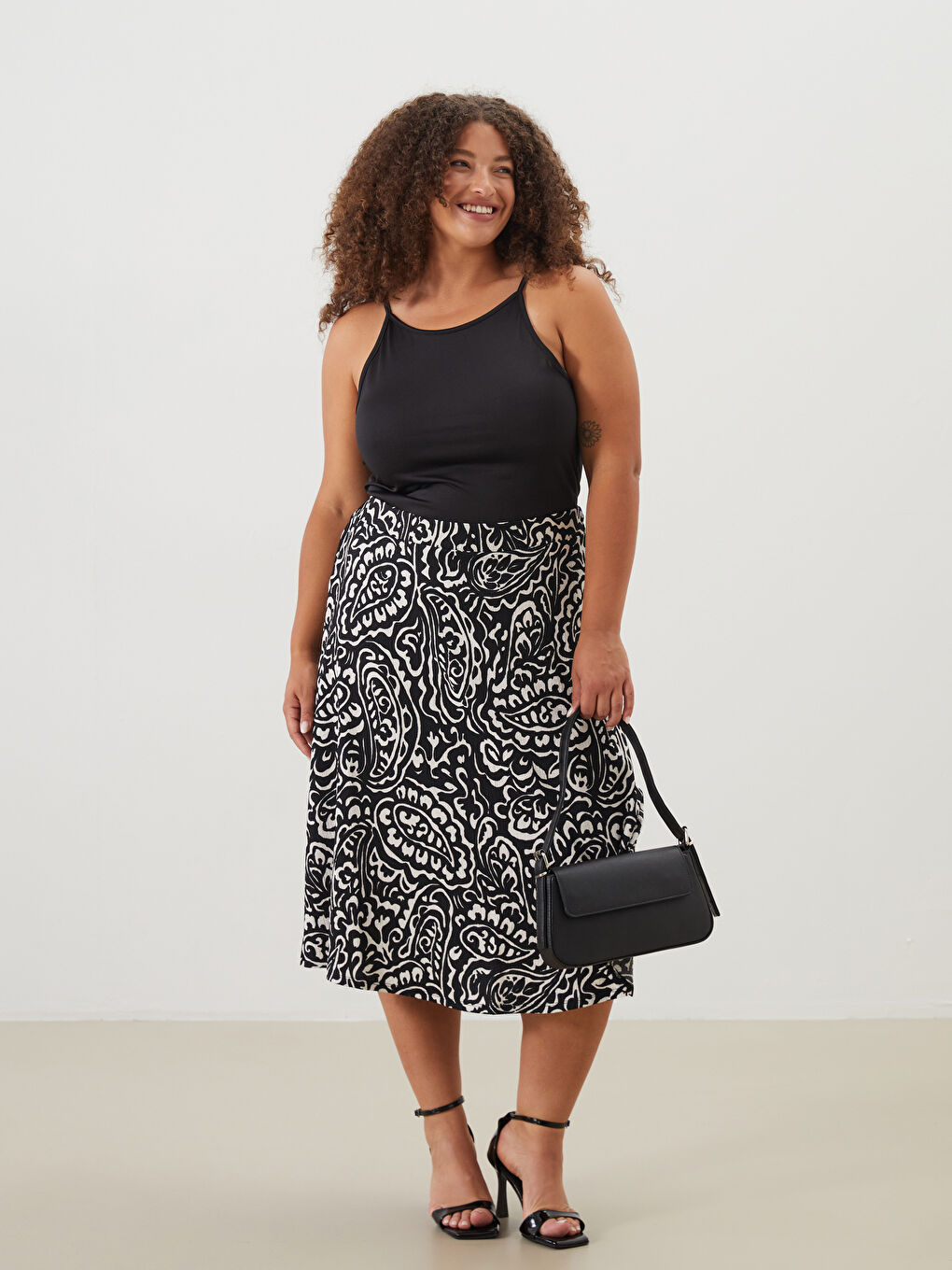 Elasticated Waist Patterned Women's Skirt -S5LG63Z8-LQJ