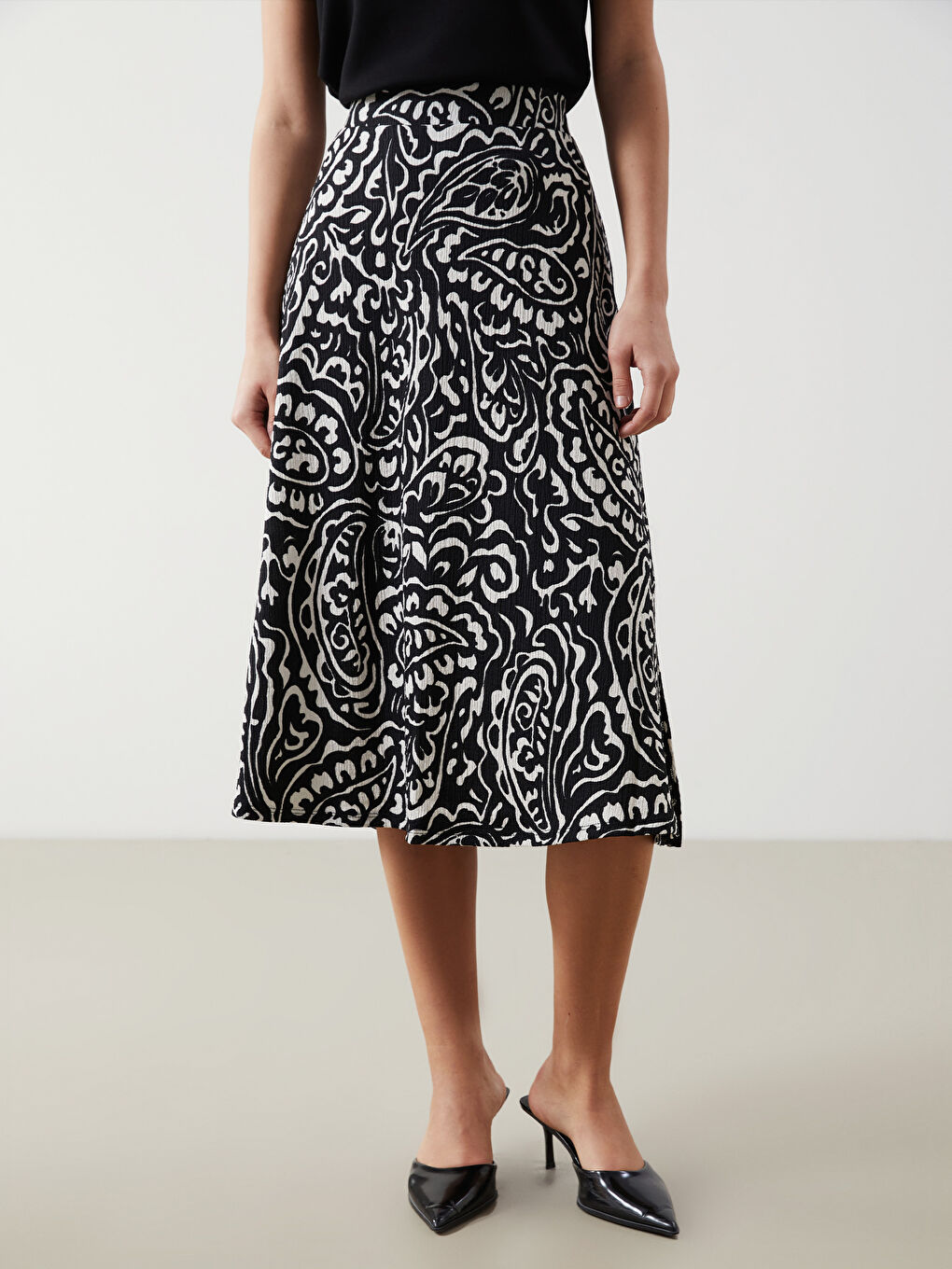 Elasticated Waist Patterned Women's Skirt -S5LG63Z8-LQJ