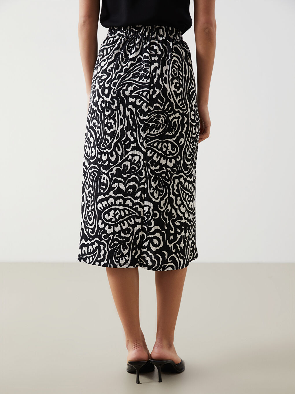 Elasticated Waist Patterned Women's Skirt -S5LG63Z8-LQJ