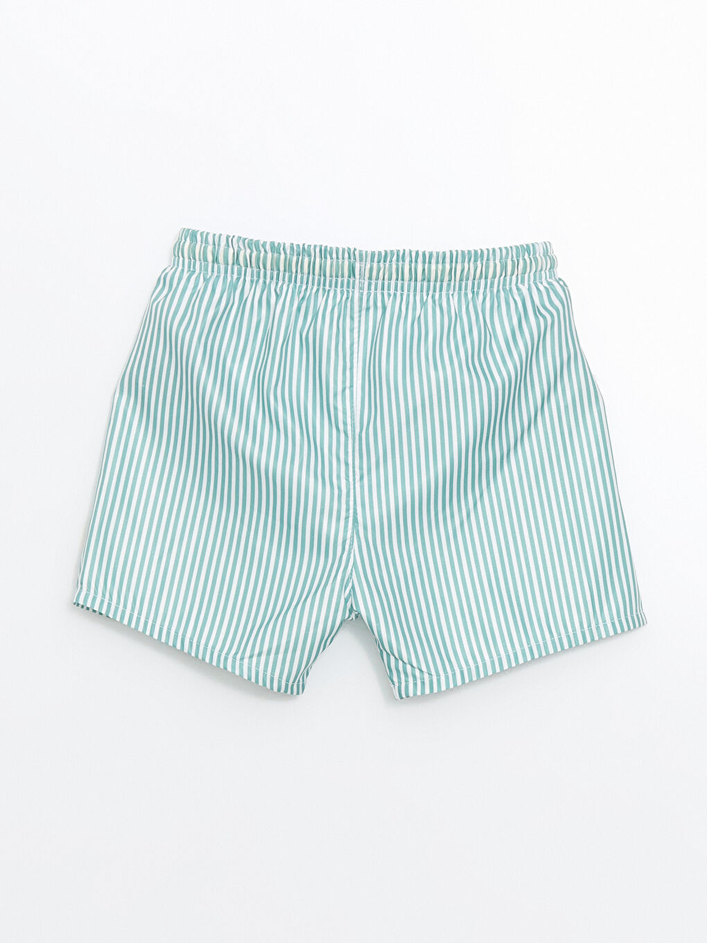 Yeşil Beli Lastikli Çizgili Erkek Çocuk Yüzme Şort-2