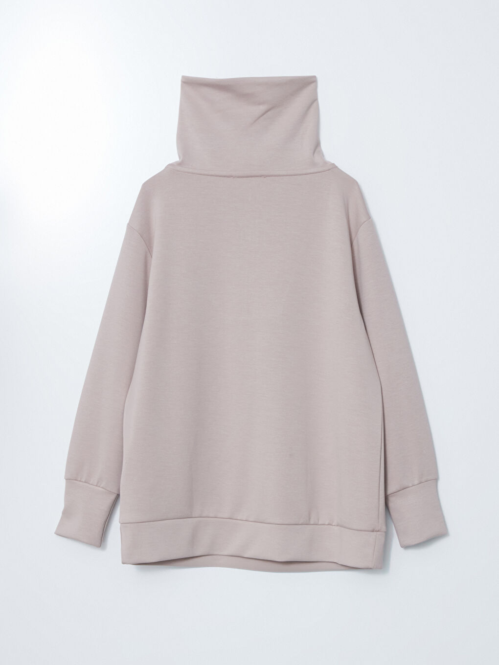 Gri Dik Yaka Oversize Kadın Sweatshirt Tunik-9