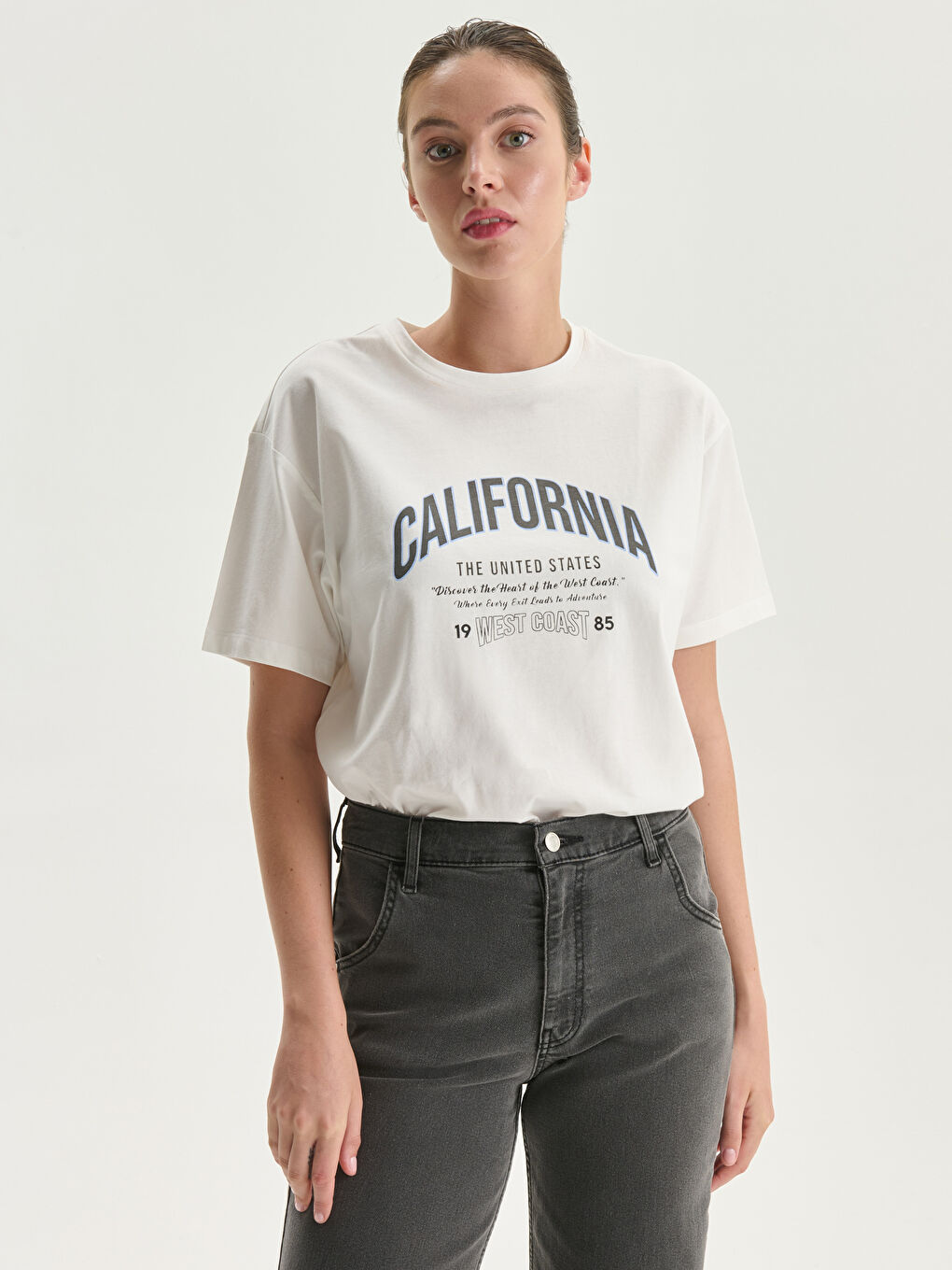 Crew Neck Florida Printed Women's T-Shirt -S5LH04Z8-FEW