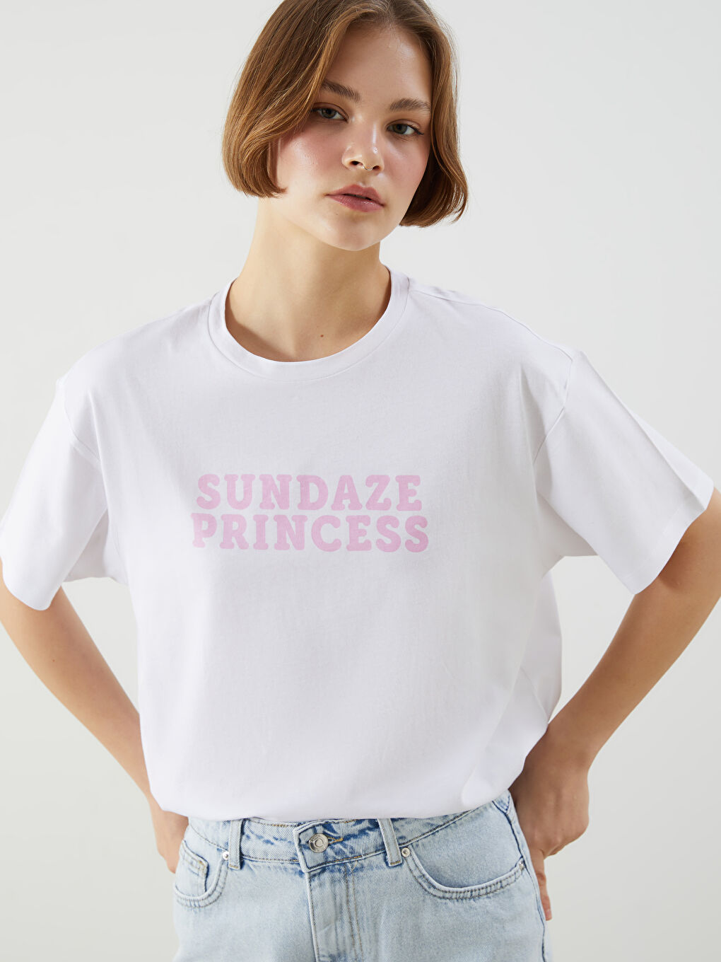 Crew Neck Printed Women's T-Shirt -S5LH05Z8-Q6K