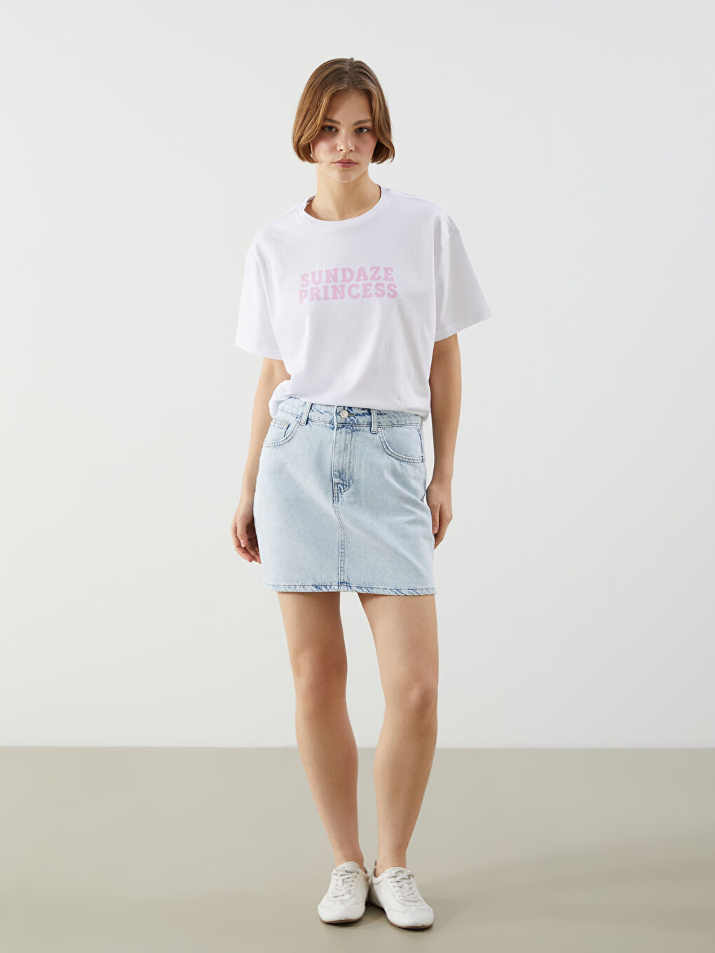 Crew Neck Printed Women's T-Shirt -S5LH05Z8-Q6K