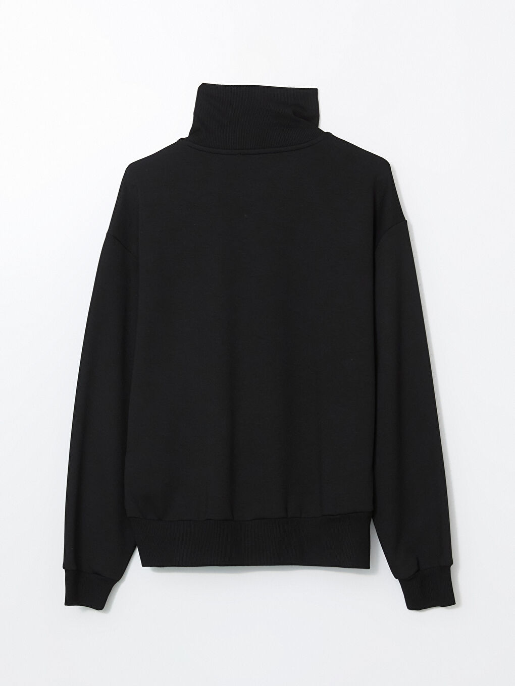 Siyah Dik Yaka Oversize Kadın Sweatshirt-5