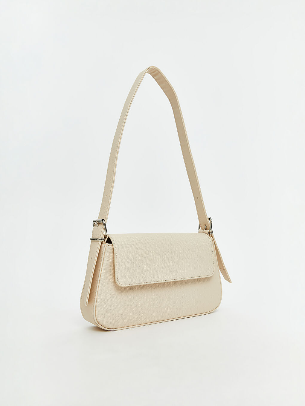 Bej Deri Görünümlü Kadın Baget Çanta-2