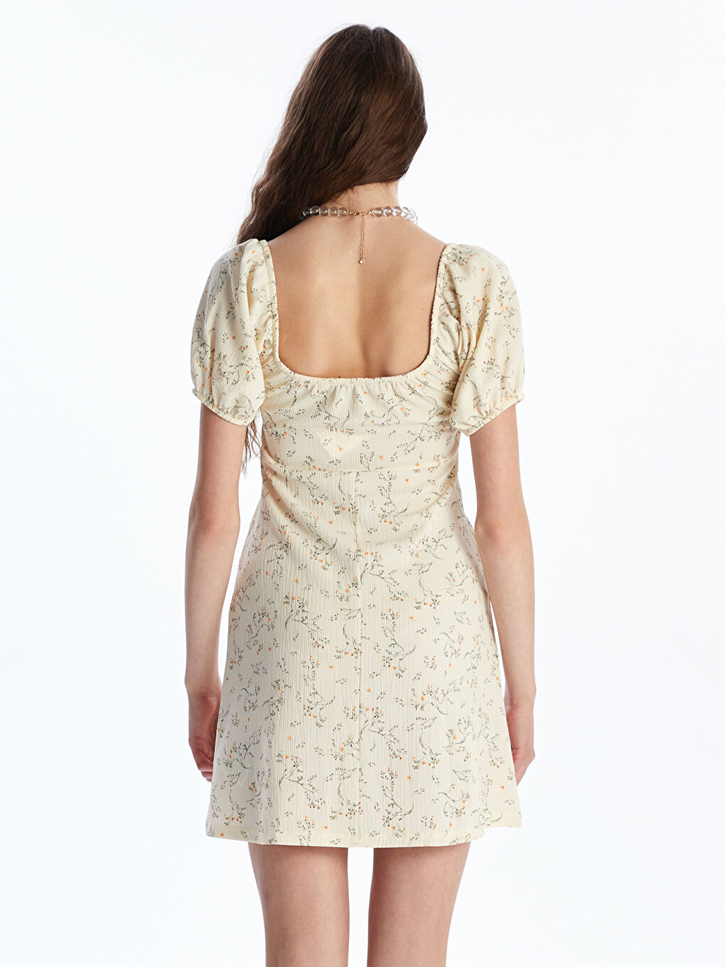 U Neck Floral A-Line Mini Dress-3