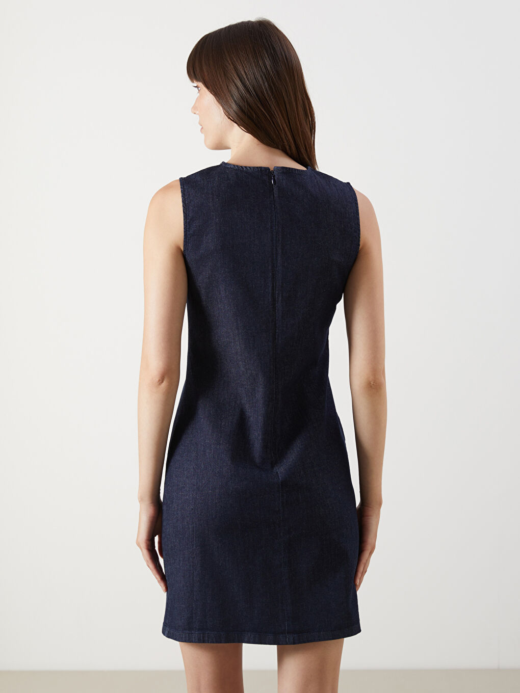 Notch Neck Mini Denim Dress -S5LH31Z8-507
