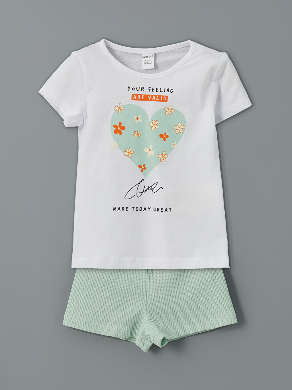 Crew Neck Printed Girls' T-Shirt And Shorts Set (2 Pieces) -S5LH43Z1-G4G