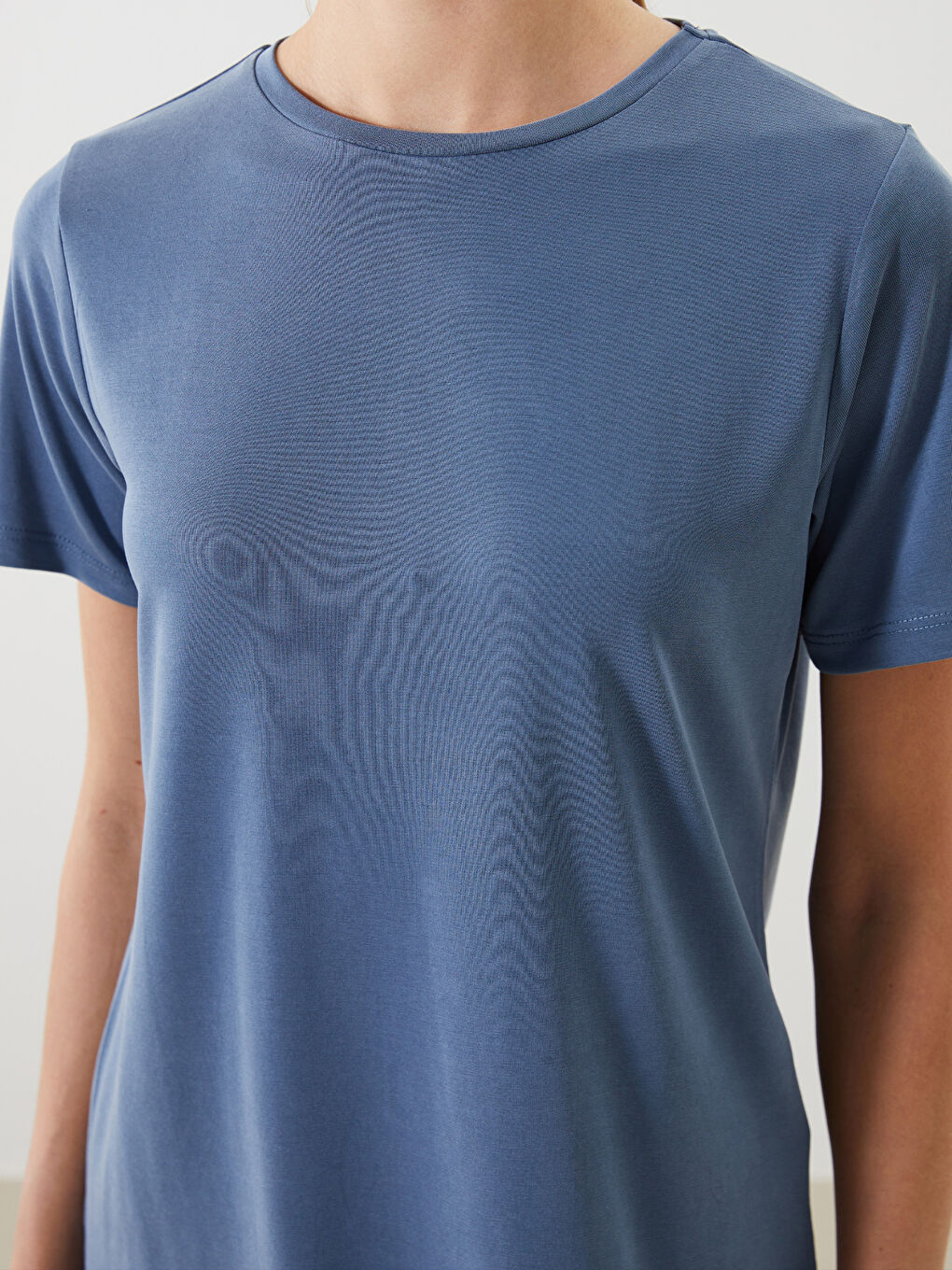 İndigo Bisiklet Yaka Kadın Tişört-2