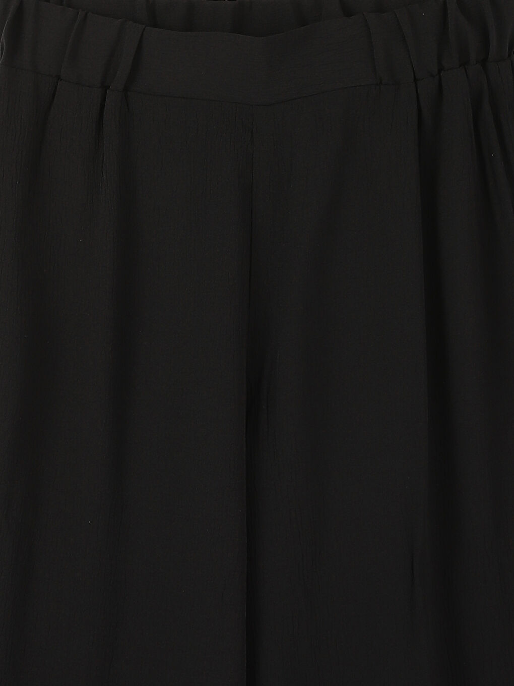 Siyah Beli Lastikli Geniş Paça Kadın Pantolon-6