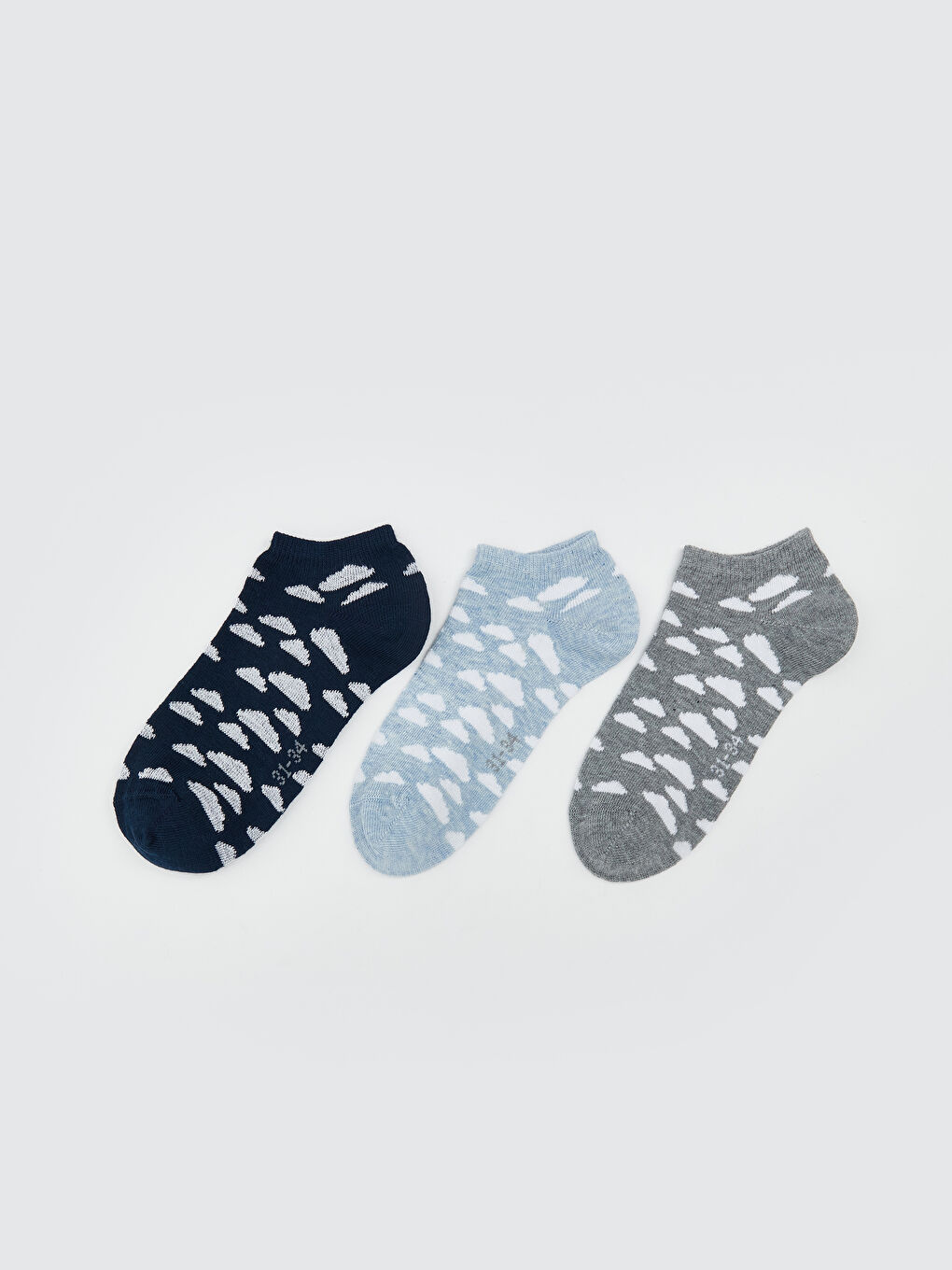 Lacivert Desenli Erkek Çocuk Patik Çorap 3'lü