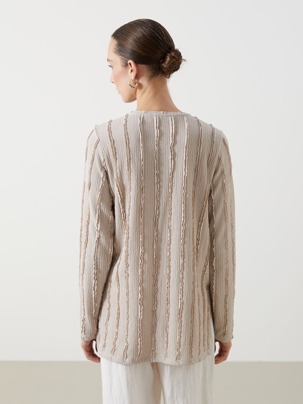 Gri Bisiklet Yaka Dokulu Kadın Tunik-3