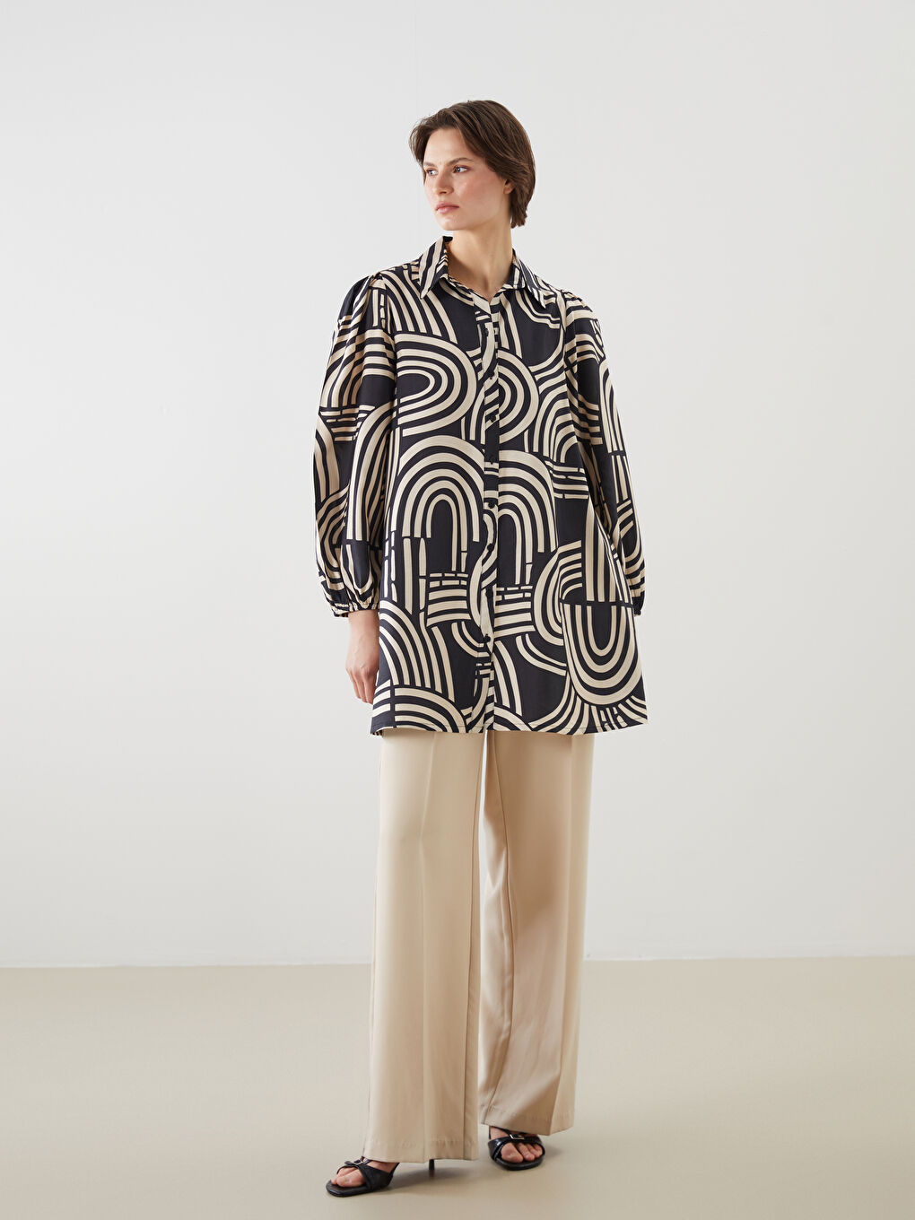 Patterned Women's Shirt Tunic-1