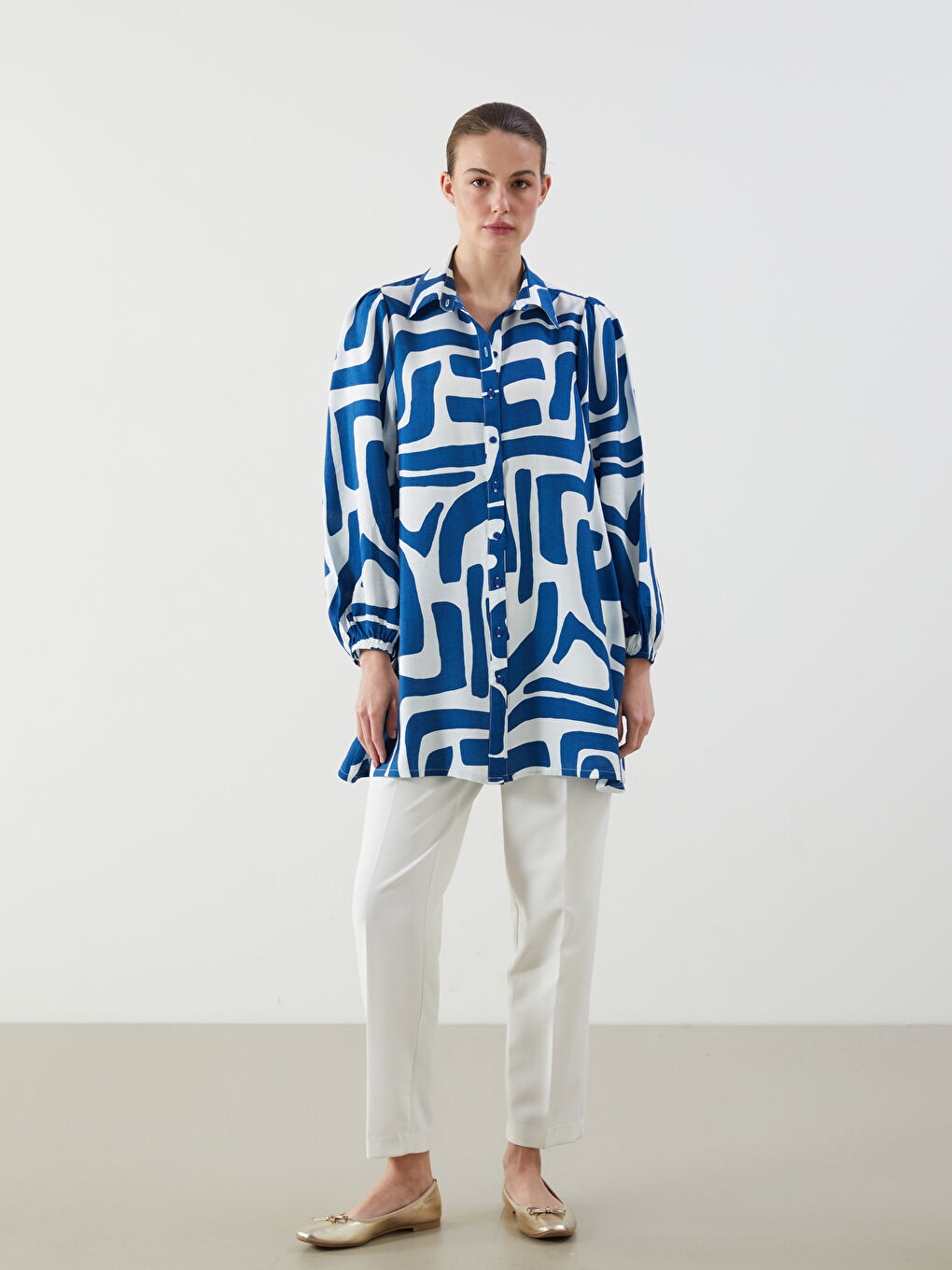 Patterned Women's Shirt Tunic-1