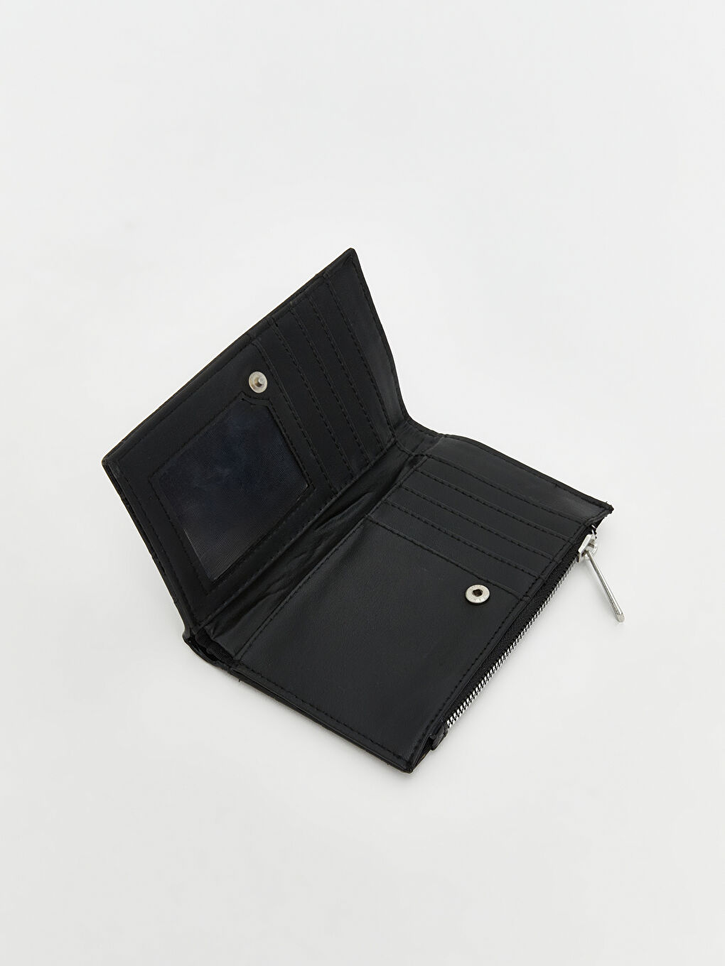 Siyah Deri Görünümlü Kadın Cüzdan-2