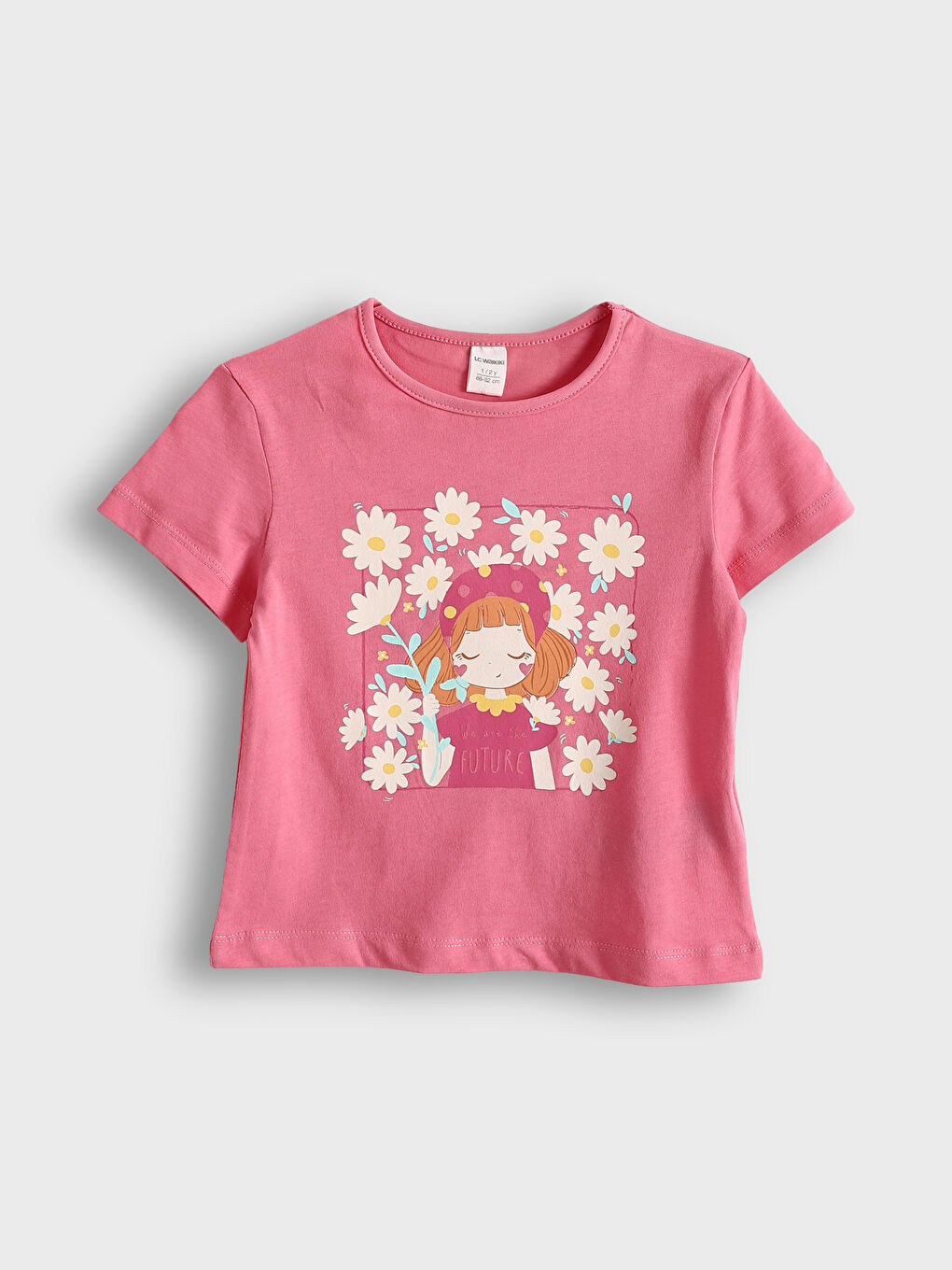Crew Neck Printed Girls' T-Shirt -S5LI04Z1-FNL