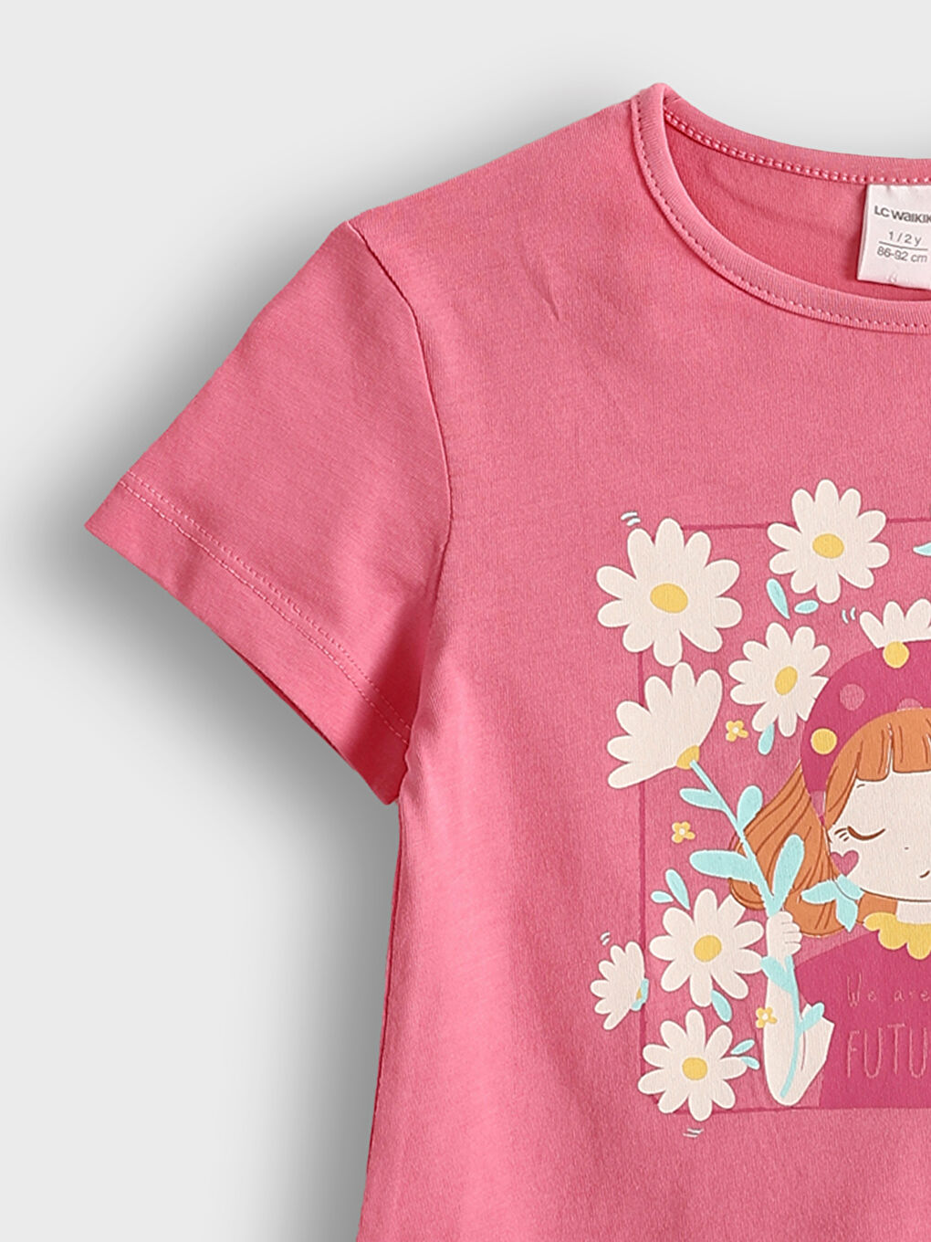 Crew Neck Printed Girls' T-Shirt -S5LI04Z1-FNL