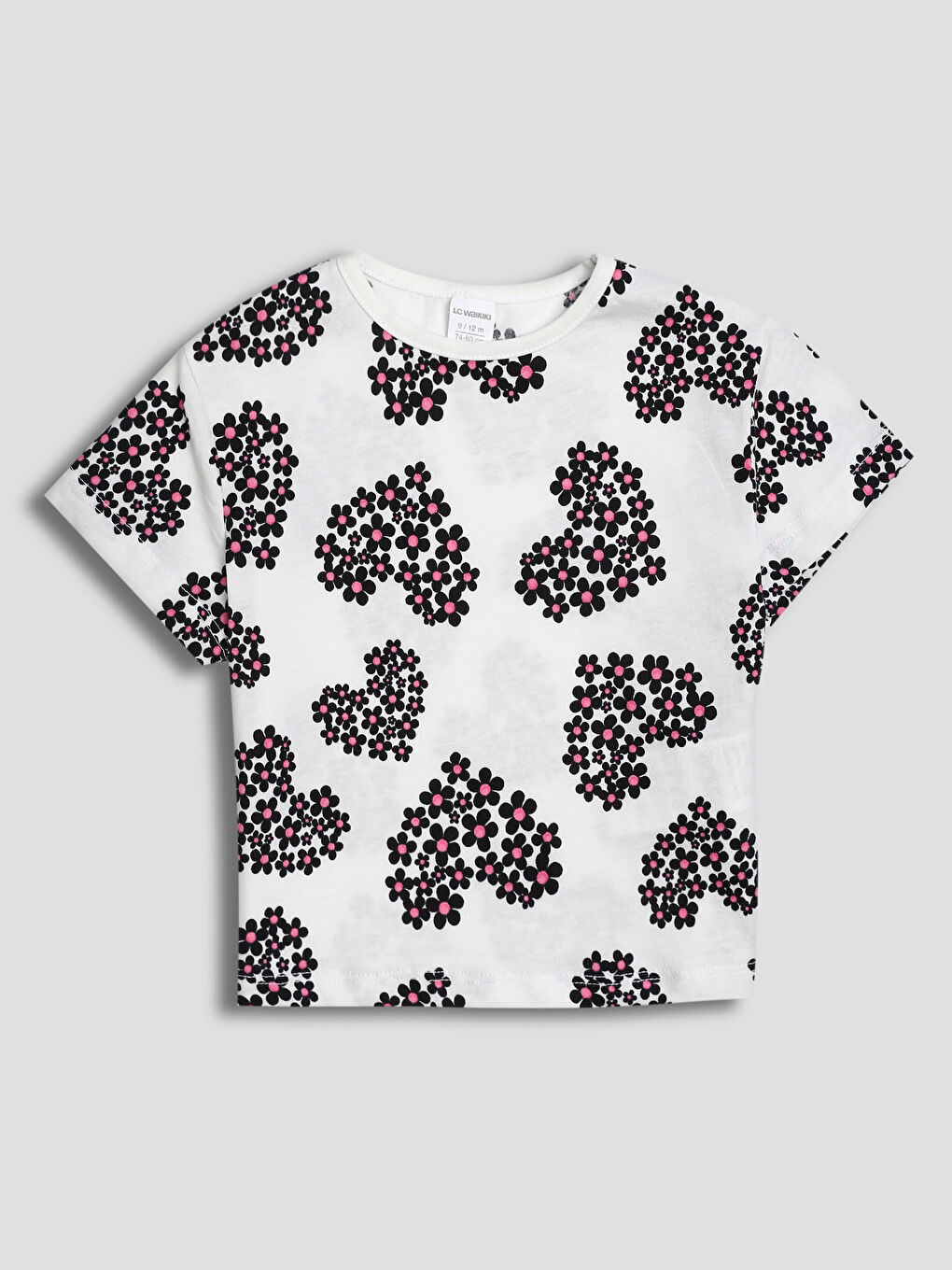 تيشيرت للبنات برقبة دائرية أساسي كم قصير عبوتان-1