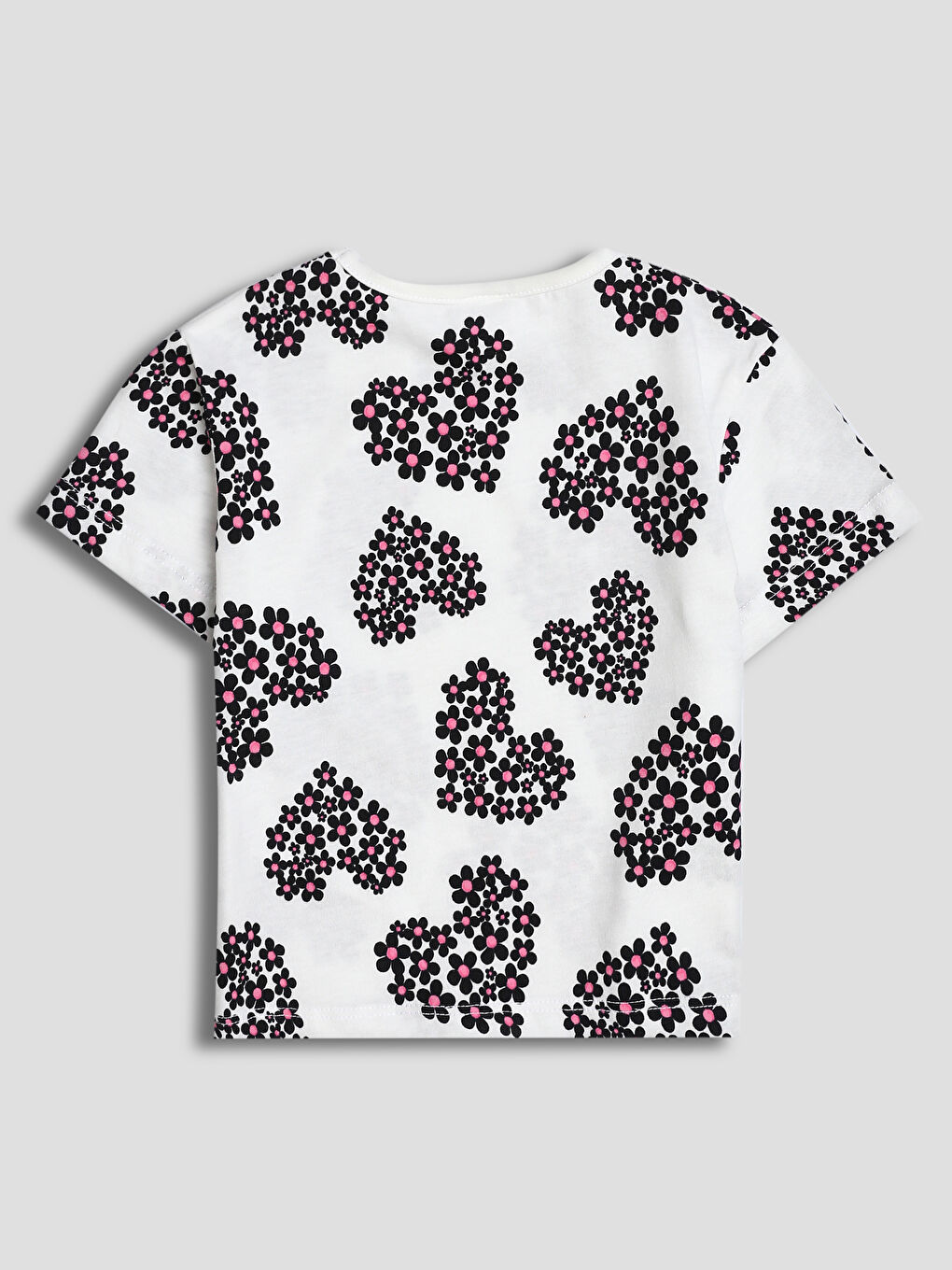 تيشيرت للبنات برقبة دائرية أساسي كم قصير عبوتان-2