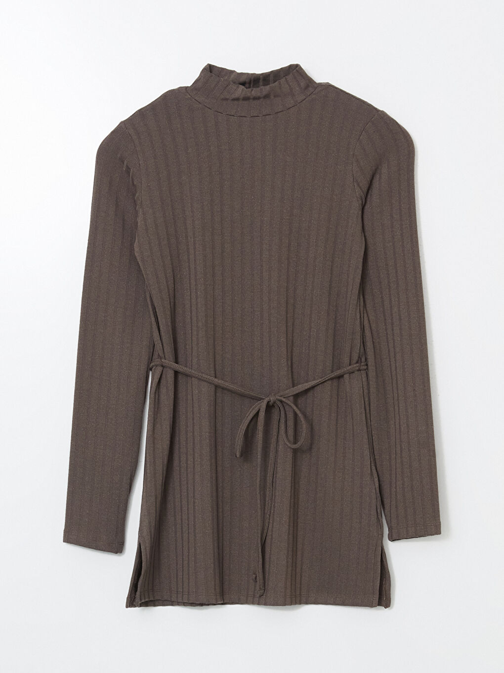 Kahverengi Dik Yaka Dokulu Kadın Tunik-4